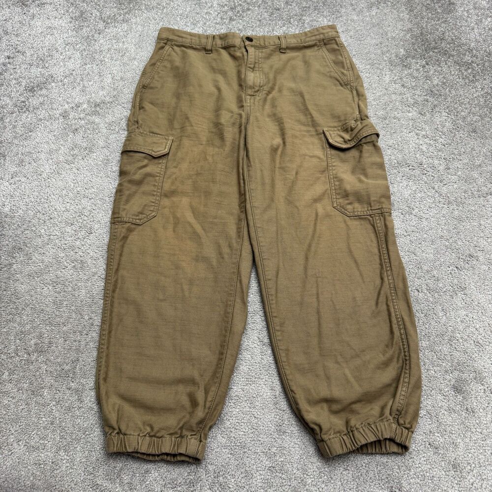 Madewell High Rise Cargo Fatigue Pants Womens 29 Brown Elastic Ankle Pockets Fit